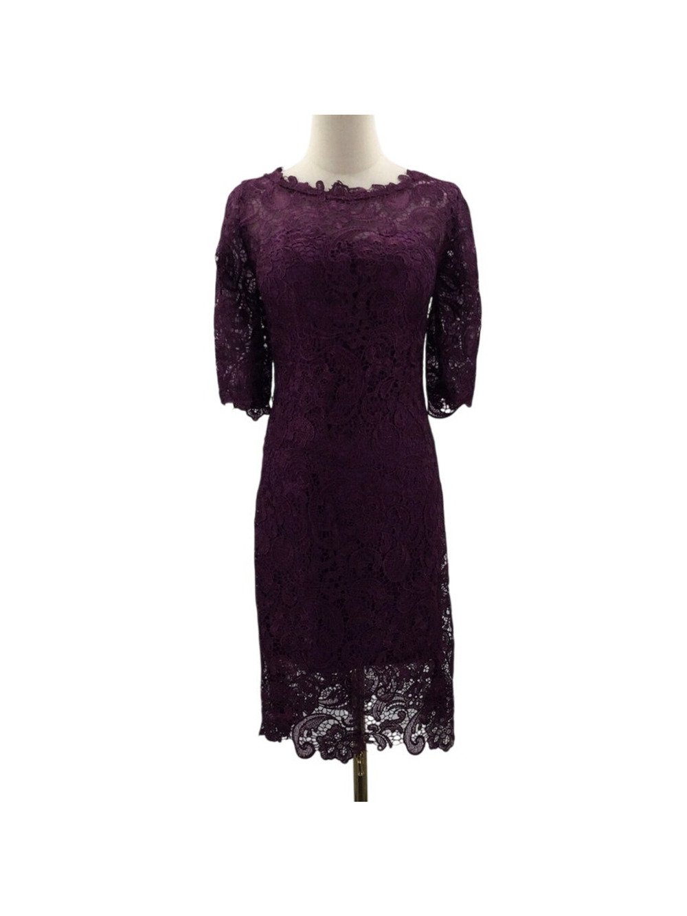 FORMAL 2 XS purple lace mother of the bride party knee length dress NEW 0B11